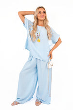 Load image into Gallery viewer, Loose Fit Short Sleeve Top &amp; Wide Trousers Co-ord Set
