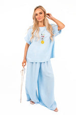 Load image into Gallery viewer, Loose Fit Short Sleeve Top &amp; Wide Trousers Co-ord Set

