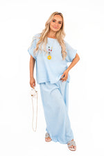 Load image into Gallery viewer, Loose Fit Short Sleeve Top &amp; Wide Trousers Co-ord Set

