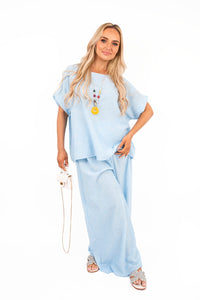Loose Fit Short Sleeve Top & Wide Trousers Co-ord Set