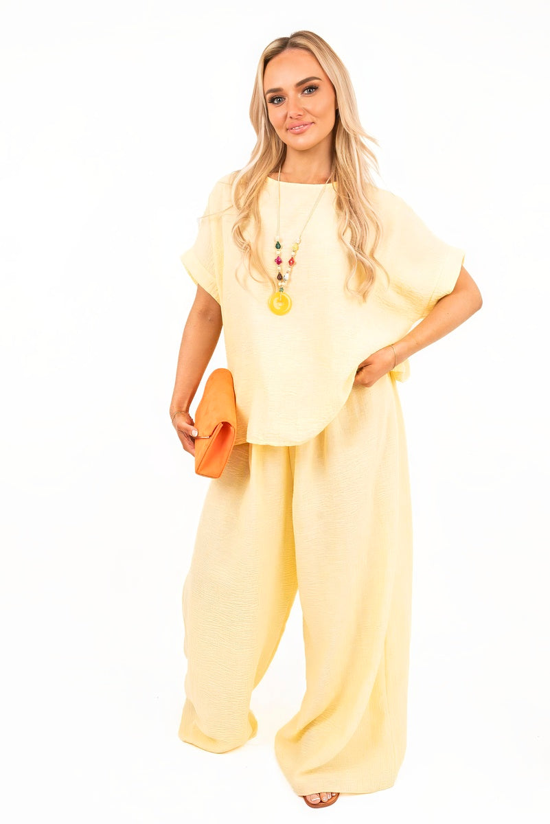 Loose Fit Short Sleeve Top & Wide Trousers Co-ord Set