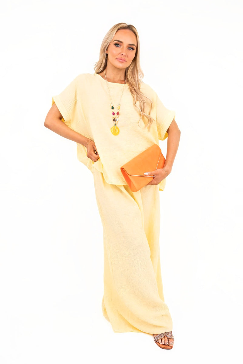 Loose Fit Short Sleeve Top & Wide Trousers Co-ord Set