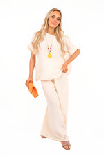 Load image into Gallery viewer, Loose Fit Short Sleeve Top &amp; Wide Trousers Co-ord Set
