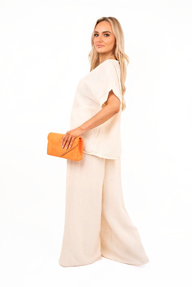 Loose Fit Short Sleeve Top & Wide Trousers Co-ord Set