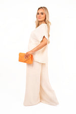 Load image into Gallery viewer, Loose Fit Short Sleeve Top &amp; Wide Trousers Co-ord Set
