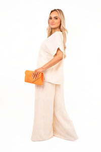 Loose Fit Short Sleeve Top & Wide Trousers Co-ord Set