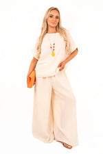 Load image into Gallery viewer, Loose Fit Short Sleeve Top &amp; Wide Trousers Co-ord Set
