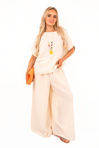 Loose Fit Short Sleeve Top & Wide Trousers Co-ord Set