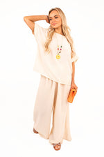 Load image into Gallery viewer, Loose Fit Short Sleeve Top &amp; Wide Trousers Co-ord Set
