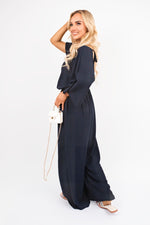 Load image into Gallery viewer, Wide Leg V Neck Jumpsuit with Back Tie Detail
