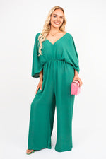 Load image into Gallery viewer, Wide Leg V Neck Jumpsuit with Back Tie Detail
