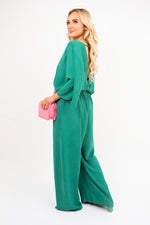 Load image into Gallery viewer, Wide Leg V Neck Jumpsuit with Back Tie Detail
