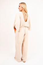 Load image into Gallery viewer, Wide Leg V Neck Jumpsuit with Back Tie Detail

