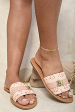 Load image into Gallery viewer, Open Toe Printed Flat Sandals
