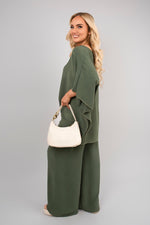 Load image into Gallery viewer, Batwing Top and Drawstring Wide Leg Trousers Co-ord Set
