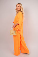 Load image into Gallery viewer, Batwing Top and Drawstring Wide Leg Trousers Co-ord Set
