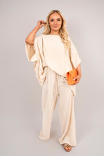 Load image into Gallery viewer, Batwing Top and Drawstring Wide Leg Trousers Co-ord Set
