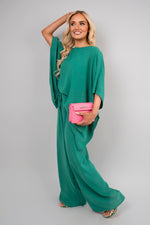 Load image into Gallery viewer, Batwing Top and Drawstring Wide Leg Trousers Co-ord Set
