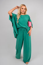 Load image into Gallery viewer, Batwing Top and Drawstring Wide Leg Trousers Co-ord Set
