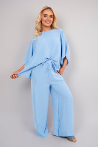 Batwing Top and Drawstring Wide Leg Trousers Co-ord Set