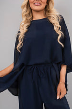 Load image into Gallery viewer, Batwing Top and Drawstring Wide Leg Trousers Co-ord Set

