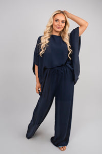 Batwing Top and Drawstring Wide Leg Trousers Co-ord Set