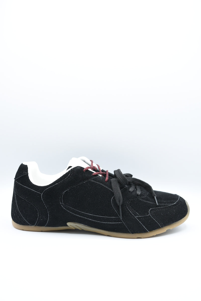 Double Contrast Lace Up Flat Trainers