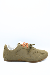 Double Contrast Lace Up Flat Trainers