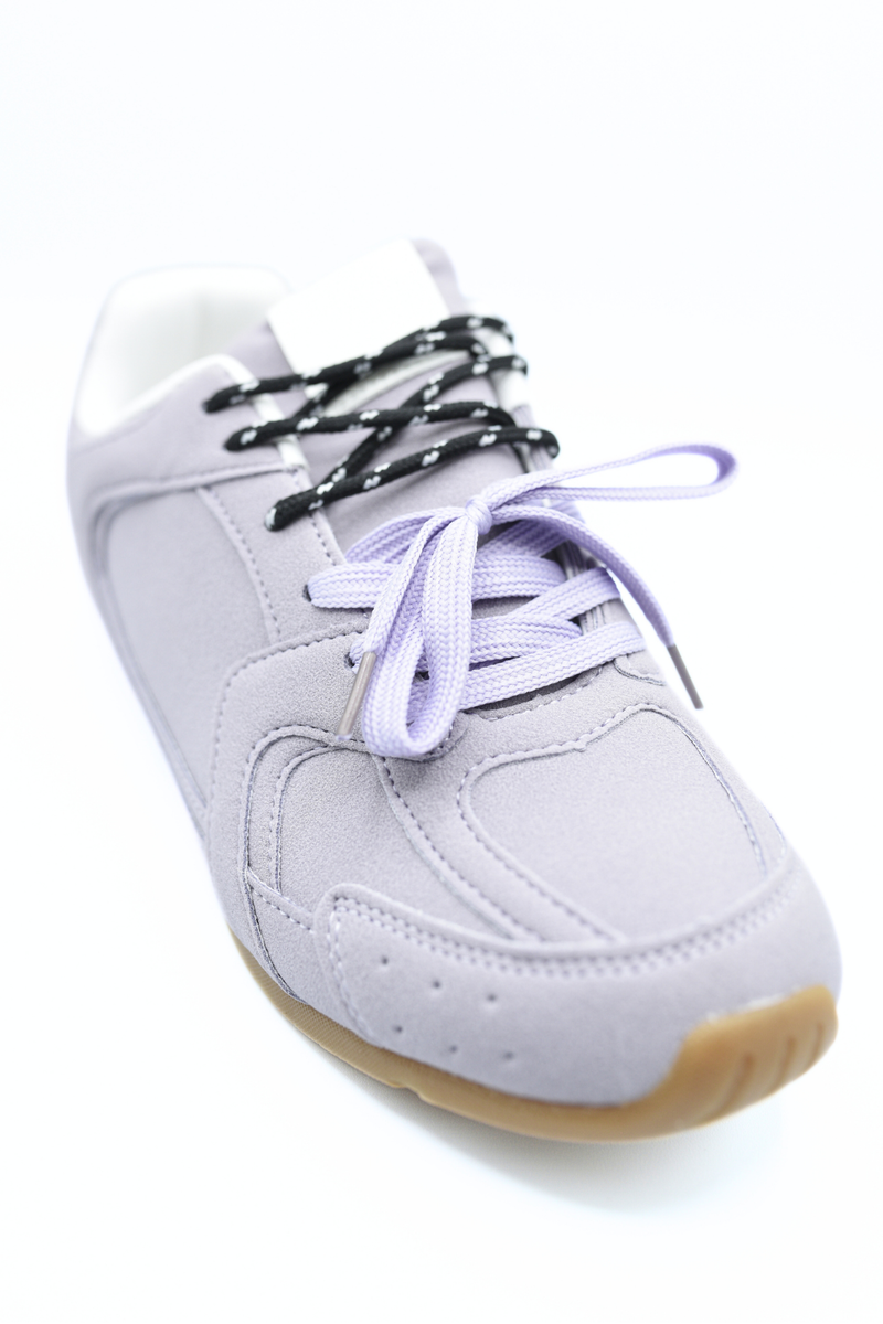 Double Contrast Lace Up Flat Trainers
