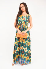Load image into Gallery viewer, V-Neck Sleeveless Maxi Dress with Tie Waist
