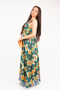 V-Neck Sleeveless Maxi Dress with Tie Waist