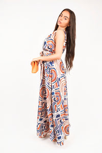 V-Neck Sleeveless Maxi Dress with Tie Waist