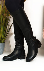 Load image into Gallery viewer, Faux Leather Buckle Knee High Boots
