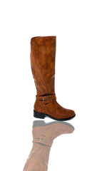 Load image into Gallery viewer, Faux Leather Buckle Knee High Boots
