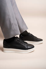 Load image into Gallery viewer, Low Top Faux Leather Lace Up Trainers for Men
