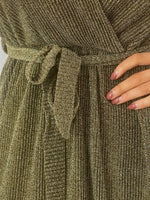 Load image into Gallery viewer, Elegant V Neck Tie Waist Glittery Maxi Dress
