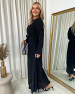 Load image into Gallery viewer, Elegant V Neck Tie Waist Glittery Maxi Dress
