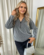 Load image into Gallery viewer, Front Zip Detail Glitz Top

