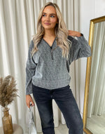 Load image into Gallery viewer, Front Zip Detail Glitz Top
