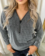 Load image into Gallery viewer, Front Zip Detail Glitz Top
