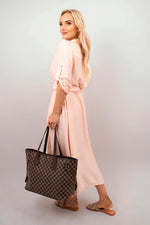 Load image into Gallery viewer, Belted Button Down Roll Tab Sleeve Midi Dress

