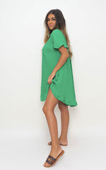 Load image into Gallery viewer, Button Down Oversized Ruffle Short Sleeve Mini Dress
