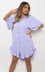 Load image into Gallery viewer, Button Down Oversized Ruffle Short Sleeve Mini Dress
