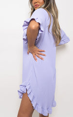 Load image into Gallery viewer, Button Down Oversized Ruffle Short Sleeve Mini Dress
