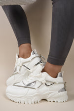 Load image into Gallery viewer, Chunky Glitter Trim Lace Up Trainers
