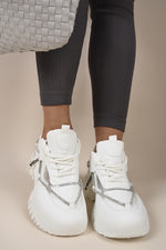 Load image into Gallery viewer, Chunky Glitter Trim Lace Up Trainers
