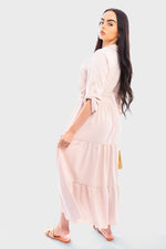 Load image into Gallery viewer, Belted Button Down Tiered Maxi Dress

