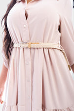 Load image into Gallery viewer, Belted Button Down Tiered Maxi Dress
