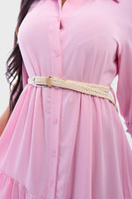 Load image into Gallery viewer, Belted Button Down Tiered Maxi Dress
