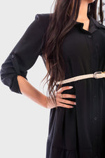 Load image into Gallery viewer, Belted Button Down Tiered Maxi Dress
